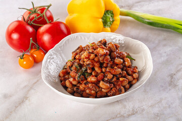 Black eye beans wutg tomato sauce