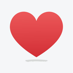 Simple minimalist vector image of a red heart shape against a white backdrop symbolising love and