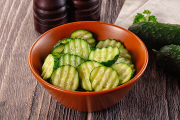 Fresh green ripe cucumber slices