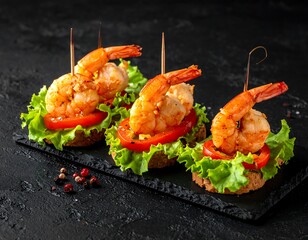 Delicious Shrimp Skewers on Toast.