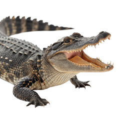 Fototapeta premium PNG of Alligator Mouth Open – Predator Pose Illustration