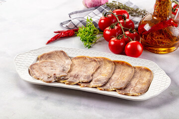 Boiled beef tomgue slices appetizer
