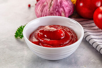 Red spicy tasty tomato ketchup