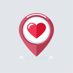 Vector illustration of a heart-shaped location pin symbol for favorite place mapping icon