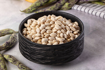 Raw dry white beans heap