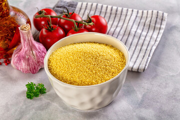 Vegan cuisine - raw dry couscous