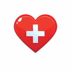 Heart with a medical cross symbol as a concept of health and well-being design illustration