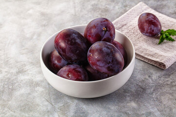 Ripe sweet fresh juicy plums