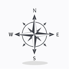 Simple and elegant compass rose illustration offering navigation and direction symbol
