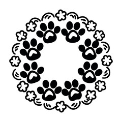 Black and white abstract shapes background with circle frame design