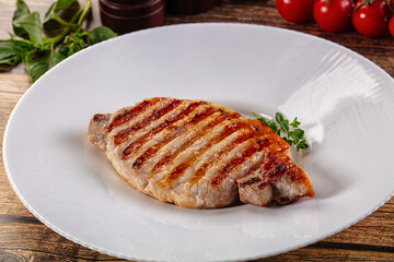 Juicy grilled pork fillet steak