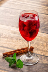 Sweet juicy cold strawberry lemonade