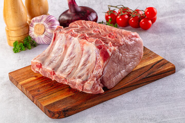 Raw pork loin with bone