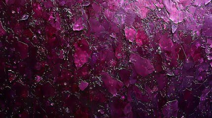 Vibrant abstract texture featuring shades of purple and pink with cracked, layered appearance. surface has glossy finish, creating dynamic and artistic visual effect