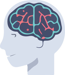 Human head silhouette showing anatomical brain illustration with veins and neurons in the head