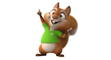 Cartoon Squirrel Mascot Character with Bright Green Shirt