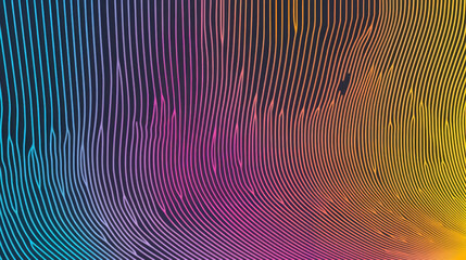 Fototapeta premium Colorful abstract background with radiating parallel lines creating dynamic wave pattern. gradient transitions from cool blues to warm yellows, evoking sense of movement and energy