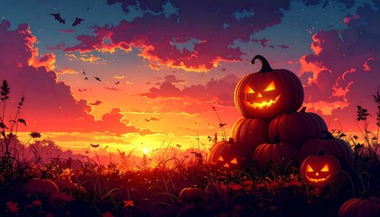 Spooky Halloween Pumpkin Sunset.