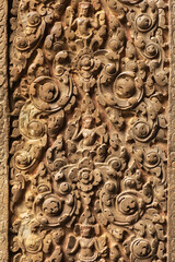 Intricate Khmer Stone Carvings At Angkor Wat Temple In Cambodia Heritage Site