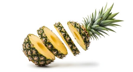 flying A pineapple with crown leaves cut into rings, 