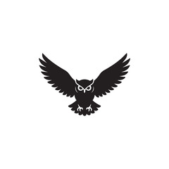 flying Owl Silhouette Vector Illustration