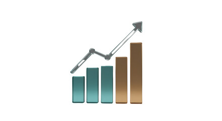 Growing bar graph with arrow pointing up isolated PNG with Transparent Background