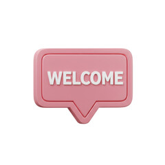 Pink speech bubble with Welcome message isolated PNG with Transparent Background