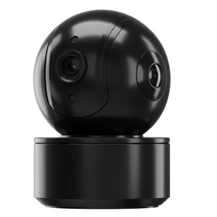 Black spherical surveillance camera isolated PNG with Transparent Background