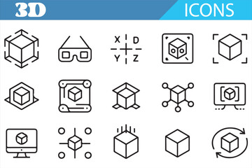 Creative 3D Toolkit Icons — Clean Stroke Pack of Gizmos, Mesh, Texture, Editor