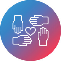 Kindness Line Gradient Circle Background Icon