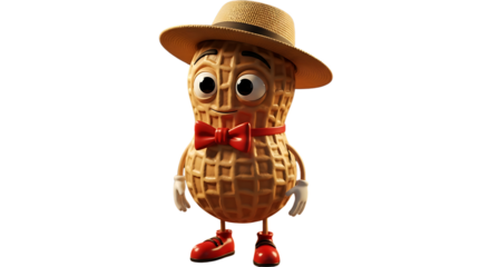Peanut character with hat bow tie and shoes
