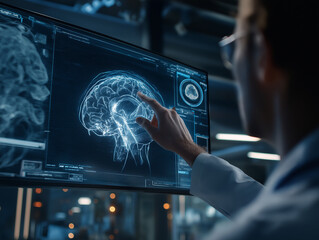 Neurologist Reviewing Brain Activity Scan