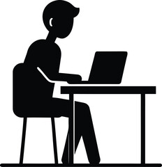 Person working on laptop computer silhouette