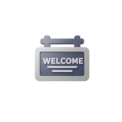 Welcome message on a sign isolated PNG with Transparent Background