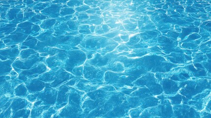 Crystal-clear water shimmers under bright sunlight creating gentle ripples across the surface. The scene captures a serene summer afternoon at a pool perfect for relaxation.