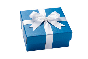 Obraz premium blue gift box with ribbon