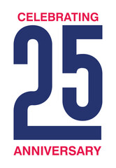 Untitl25 Years Anniversary Celebration Logo with Ribbon Icon – 25th Wedding, Birthday Party Greeting Card, Template, Poster, Banner, Badge & Sticker