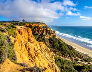 Coastal California Cliffs and Beach.