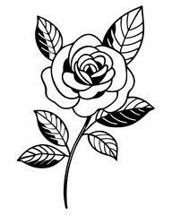 flower tattoo sketch examples,  flower icon, Minimalist Rose Line Art Illustration