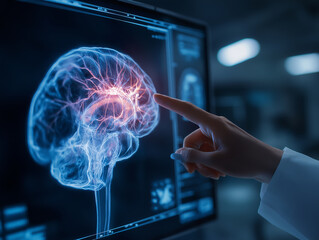 High-Tech Brain Scan with Neural Pathways