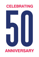 50 Years Anniversary Logo Modern Minimal Design – 50th Celebration Template, Icon, Stamp, Label with Ribbon, Birthday Greeting Card Sign & Symbol