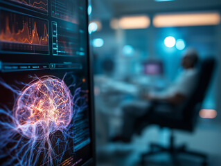 Digital Neurology Interface Showing Brain Signals