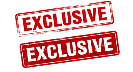 Red white exclusive stamp signs isolated on a transparent background