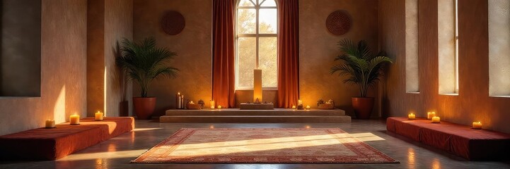 Serene indoor prayer space with soft lighting, candles, and religious artifacts Perfect for themes of spirituality, faith, meditation, and peace , home decor, light