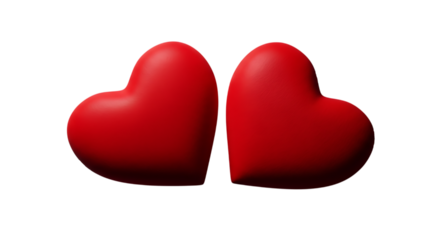 Red Hearts Together isolated on a transparent background