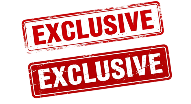 Red white exclusive stamp signs isolated on a transparent background