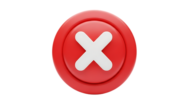 Red circle with white cross isolated on a transparent background