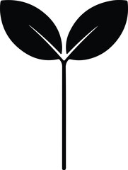 Vector Sprout simple two leaf plant silhouette Illustrator