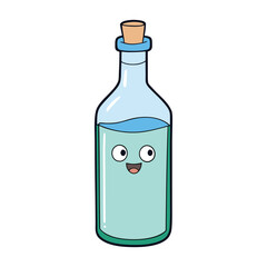 A sleek glass bottle with a smooth, transparent surface, perfect for storing drinks, oils, or decorative liquids, showcasing clarity and timeless elegance.
