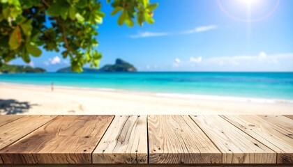 Fototapeta premium Tropical Beach Wooden Deck.